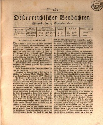 Der Oesterreichische Beobachter Mittwoch 19. September 1827