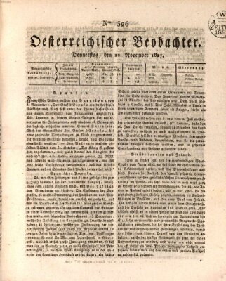 Der Oesterreichische Beobachter Donnerstag 22. November 1827