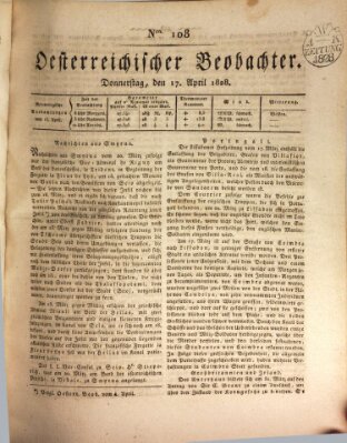 Der Oesterreichische Beobachter Donnerstag 17. April 1828
