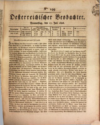 Der Oesterreichische Beobachter Donnerstag 17. Juli 1828
