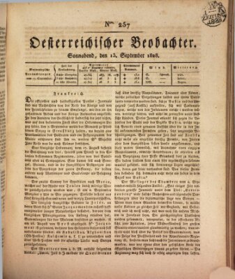 Der Oesterreichische Beobachter Samstag 13. September 1828
