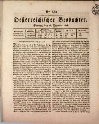 Der Oesterreichische Beobachter Sonntag 28. Dezember 1828