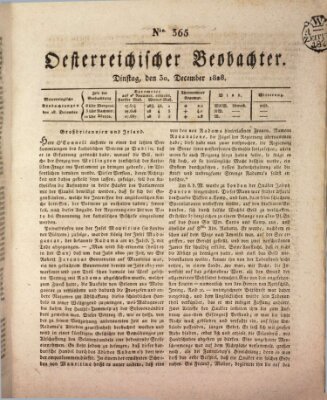 Der Oesterreichische Beobachter Dienstag 30. Dezember 1828