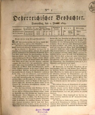 Der Oesterreichische Beobachter Donnerstag 1. Januar 1829