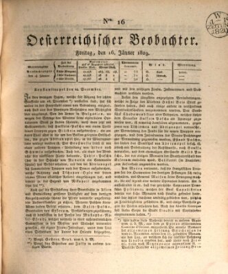 Der Oesterreichische Beobachter Freitag 16. Januar 1829