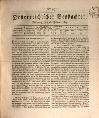 Der Oesterreichische Beobachter Mittwoch 18. Februar 1829