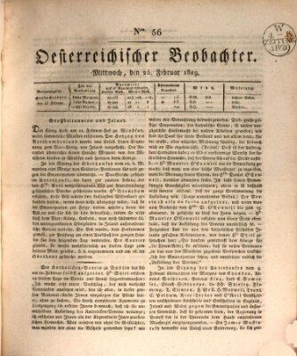 Der Oesterreichische Beobachter Mittwoch 25. Februar 1829