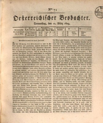 Der Oesterreichische Beobachter Donnerstag 12. März 1829