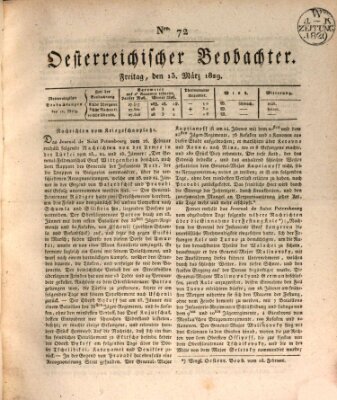 Der Oesterreichische Beobachter Freitag 13. März 1829