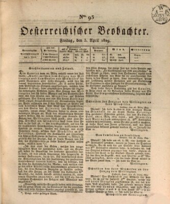 Der Oesterreichische Beobachter Freitag 3. April 1829