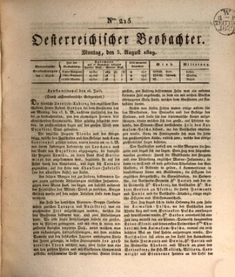 Der Oesterreichische Beobachter Montag 3. August 1829