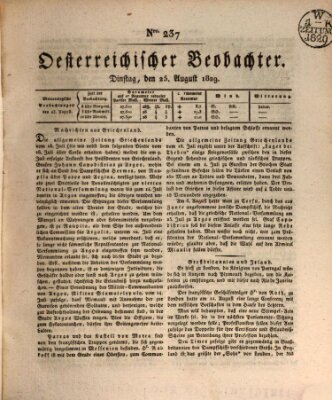Der Oesterreichische Beobachter Dienstag 25. August 1829