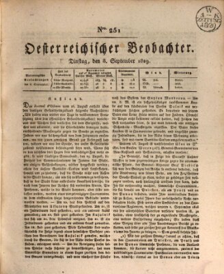 Der Oesterreichische Beobachter Dienstag 8. September 1829