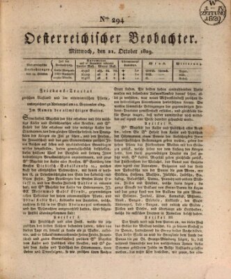 Der Oesterreichische Beobachter Mittwoch 21. Oktober 1829