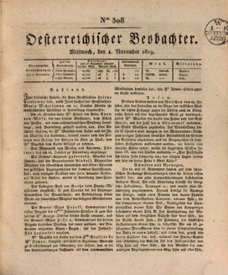 Der Oesterreichische Beobachter Mittwoch 4. November 1829