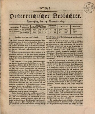 Der Oesterreichische Beobachter Donnerstag 19. November 1829