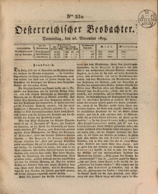 Der Oesterreichische Beobachter Donnerstag 26. November 1829