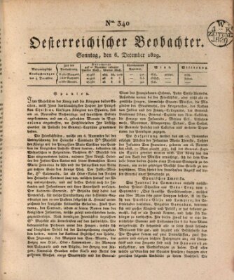 Der Oesterreichische Beobachter Sonntag 6. Dezember 1829