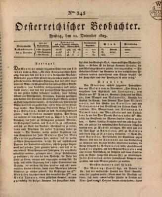 Der Oesterreichische Beobachter Freitag 11. Dezember 1829