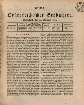 Der Oesterreichische Beobachter Samstag 19. Dezember 1829