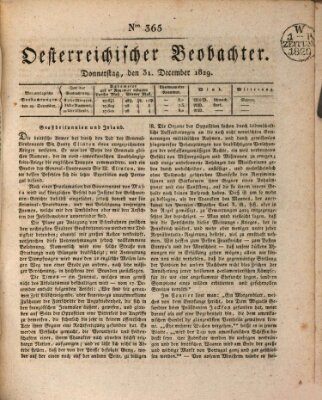 Der Oesterreichische Beobachter Donnerstag 31. Dezember 1829