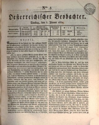 Der Oesterreichische Beobachter Dienstag 5. Januar 1830