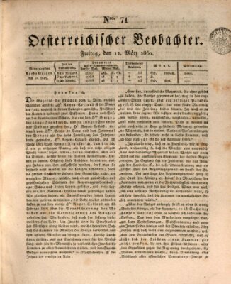 Der Oesterreichische Beobachter Freitag 12. März 1830