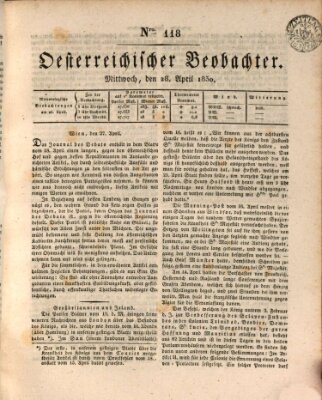 Der Oesterreichische Beobachter Mittwoch 28. April 1830