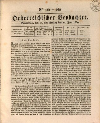 Der Oesterreichische Beobachter Donnerstag 10. Juni 1830