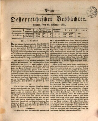 Der Oesterreichische Beobachter Freitag 25. Februar 1831