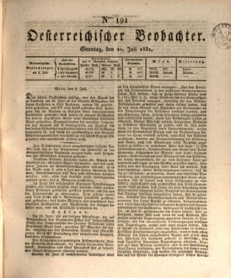Der Oesterreichische Beobachter Sonntag 10. Juli 1831