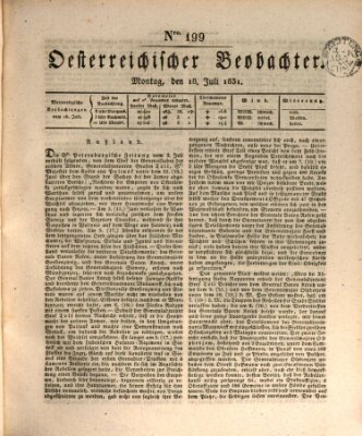 Der Oesterreichische Beobachter Montag 18. Juli 1831