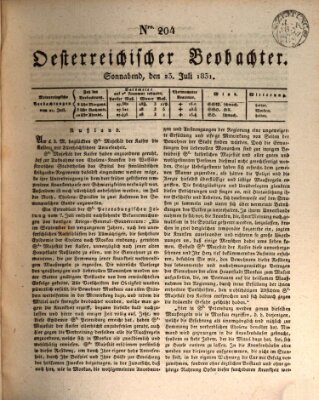 Der Oesterreichische Beobachter Samstag 23. Juli 1831