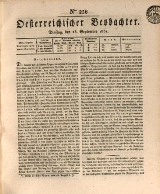 Der Oesterreichische Beobachter Dienstag 13. September 1831