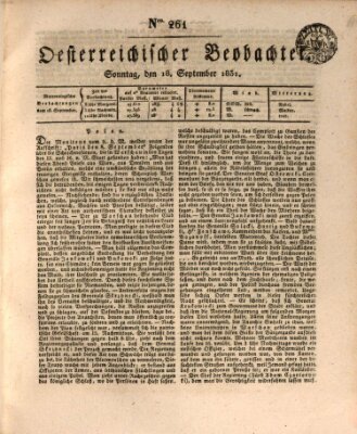 Der Oesterreichische Beobachter Sonntag 18. September 1831