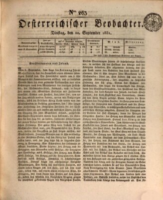 Der Oesterreichische Beobachter Dienstag 20. September 1831