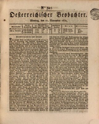 Der Oesterreichische Beobachter Montag 21. November 1831