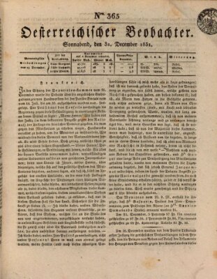 Der Oesterreichische Beobachter Samstag 31. Dezember 1831