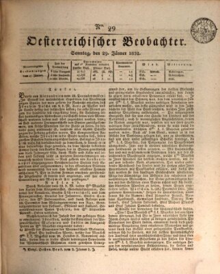 Der Oesterreichische Beobachter Sonntag 29. Januar 1832