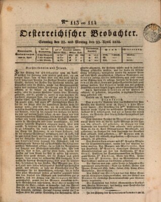 Der Oesterreichische Beobachter Montag 23. April 1832