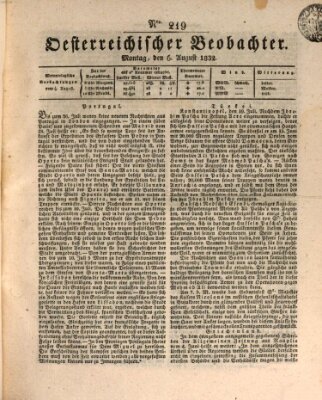 Der Oesterreichische Beobachter Montag 6. August 1832