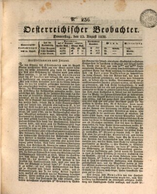 Der Oesterreichische Beobachter Donnerstag 23. August 1832