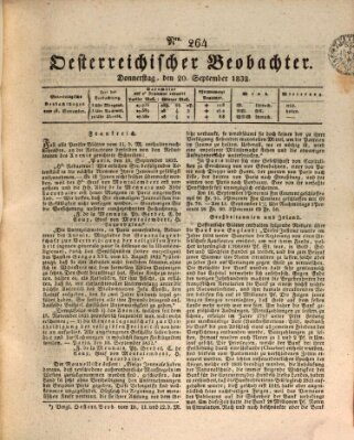 Der Oesterreichische Beobachter Donnerstag 20. September 1832