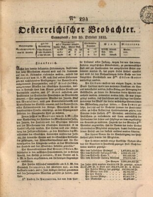 Der Oesterreichische Beobachter Samstag 20. Oktober 1832