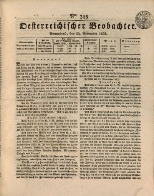 Der Oesterreichische Beobachter Samstag 24. November 1832