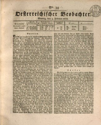 Der Oesterreichische Beobachter Montag 4. Februar 1833