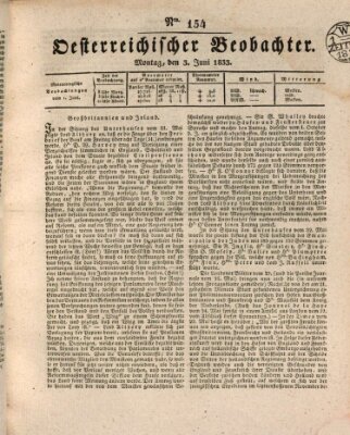 Der Oesterreichische Beobachter Montag 3. Juni 1833