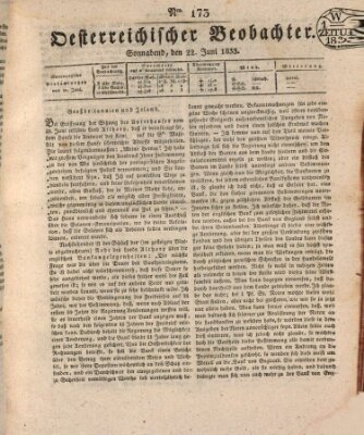Der Oesterreichische Beobachter Samstag 22. Juni 1833