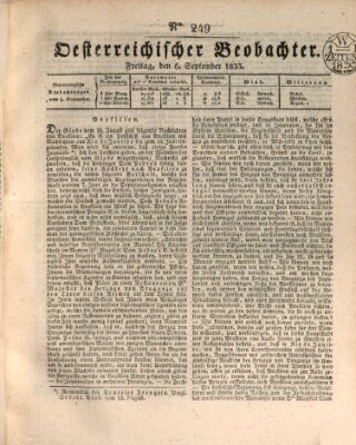 Der Oesterreichische Beobachter Freitag 6. September 1833