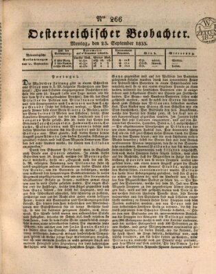 Der Oesterreichische Beobachter Montag 23. September 1833